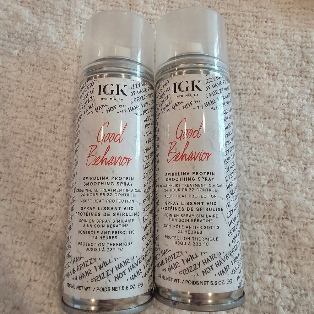 New 2 Full Size IGK Good Behavior Smoothing Spray and Heat Protectant